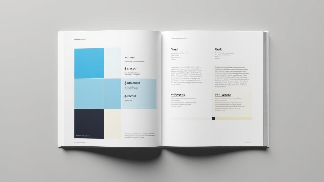 Ejemplo de página de un manual de identidad de marca ficticia 'Nexus Labs', mostrando uso de color y tipografía.